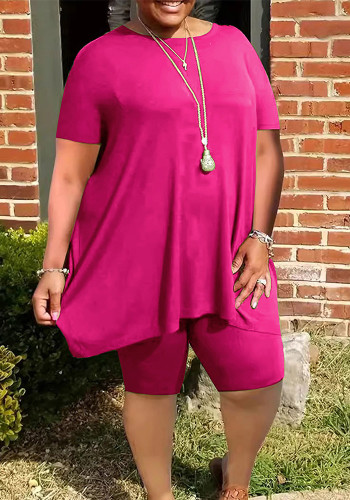 Plus Size Women T-shirt and Shorts Two-piece Set