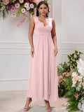 Women Sexy V-neck Sleeveless Lace Slit Dress