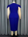 Women Round Neck Beaded Party Formal Party Hollow Bodycon Dress