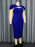 Women Round Neck Beaded Party Formal Party Hollow Bodycon Dress
