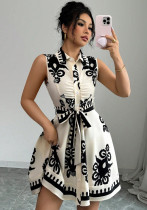 Women summer print sleeveless dress