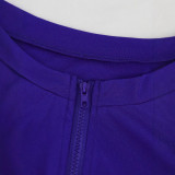 Plus Size Women Sports Zipper Solid Top and Pants Two-piece Set