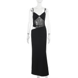 Women Sexy Mesh Patchwork Strap Dress