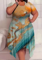 Plus Size Women Round Neck Short Sleeve Dress
