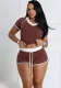 Women Spring Summer Sexy Short Sleeve Top and Shorts Two-Piece Set