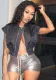 Women's Spring/Summer Stand Collar Button Zipper Slim Waist Solid Color Top