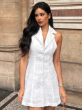 Linen Halter Neck Sexy Low Back Spring/Summer Short Dress