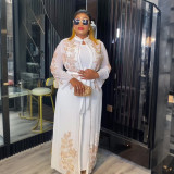 Plus Size Muslim Fashion Women's African Two-Piece Robe Dress Set