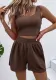 Summer Sweet Women's Knitting Sleeveless Casual Solid Color Two Piece Shorts Set