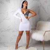 Women's Fashion Patchwork Sequined Long-Sleeved Dress