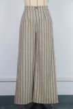 Women's Stripes Loose Casual Trousers Slim Waist Wide-Leg Pants