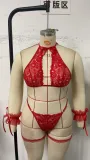 Lace Temptation Halter Neck Sexy Four-Piece Lingerie Set