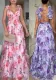 Spring/Summer Chiffon Ruffle Print Pleated Holiday Dress for Women