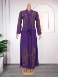 Plus Size Muslim Fashion Women's African Two-Piece Robe Dress Set