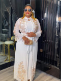 Plus Size Muslim Fashion Women's African Two-Piece Robe Dress Set