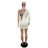 Women's Fashion Patchwork Sequined Long-Sleeved Dress