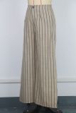 Women's Stripes Loose Casual Trousers Slim Waist Wide-Leg Pants