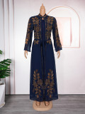 Plus Size Muslim Fashion Women's African Two-Piece Robe Dress Set
