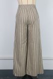 Women's Stripes Loose Casual Trousers Slim Waist Wide-Leg Pants