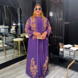 Plus Size Muslim Fashion Women's African Two-Piece Robe Dress Set