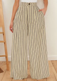 Women's Stripes Loose Casual Trousers Slim Waist Wide-Leg Pants