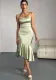 Ruffled Satin Dress for Women Luxury Birthday Fishtail Dress