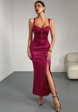 Stylish Summer Holiday Sexy Lace Patchwork Split Strap Slim Long Dress