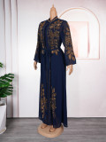 Plus Size Muslim Fashion Women's African Two-Piece Robe Dress Set