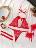 Lace Temptation Halter Neck Sexy Four-Piece Lingerie Set