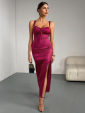 Stylish Summer Holiday Sexy Lace Patchwork Split Strap Slim Long Dress