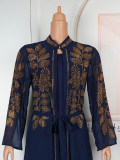 Plus Size Muslim Fashion Women's African Two-Piece Robe Dress Set