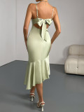 Ruffled Satin Dress for Women Luxury Birthday Fishtail Dress
