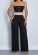 Spring/Summer Strapless Contrast Fashion Casual Loose Wide-Leg Pants Set