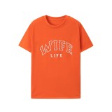 Women Spring Summer Casual Letter Print Round Neck Short Sleeve T-Shirt