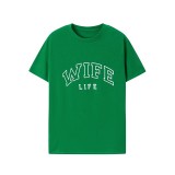 Women Spring Summer Casual Letter Print Round Neck Short Sleeve T-Shirt