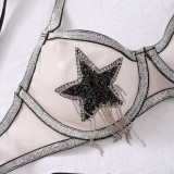 Women Sexy Five-Pointed Star Bra Mesh See-Through Sexy Lingerie
