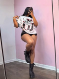 Women Summer Sexy Trend Letter Print Round Neck Loose Short Sleeve T-shirt