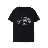 Women Spring Summer Casual Letter Print Round Neck Short Sleeve T-Shirt
