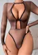 Women Hollow Ink Rendering Backless See-Through Bodysuit Sexy Lingerie