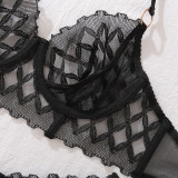 Women Sexy Lace Bra Two Piece Setmesh See-Through Sexy Lingerie Set