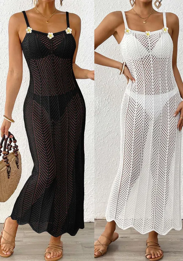 Women Patchwork Beach Hollow Sexy Dress