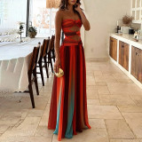 Women Beach Holidays Strapless Printed Dress