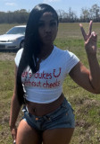 Women Sexy Letter Print Short Sleeve U Neck Top T-shirt