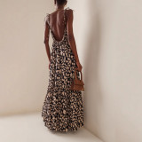 Women Printed Backless Holidays Strap Dress