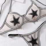 Women Sexy Five-Pointed Star Bra Mesh See-Through Sexy Lingerie