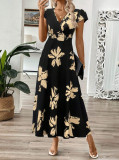 Women Summer Printed V-Neck Dress