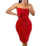 Plus Size Women Sexy Bowknot Bodycon Dress