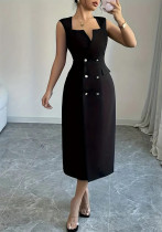 Women Summer V-Neck Slit Dress