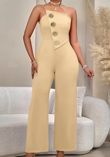 Women Summer Solid Casual Sleeveless Sexy Jumpsuit