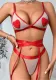 Women hollow Backless Bikini Heart Print Sexy Lingerie Set